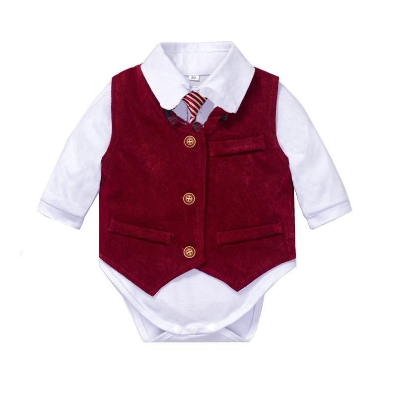 Baby Boys Suits Vest Hat Formal Outfit Party Formal Set 3 Pcs - MomyMall