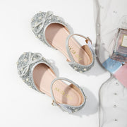 Girls' New Baotou Flat Shoes Rhinestone Sandals Shoes - MomyMall Silver / US8/EU24/UK7Toddle