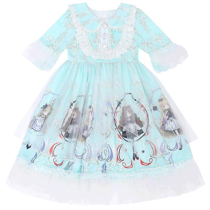 Kids Lolita Dress Sweet Lace Princess Dress 2 Colors 3-14 Years - MomyMall