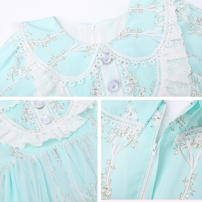 Kids Lolita Dress Sweet Lace Princess Dress 2 Colors 3-14 Years - MomyMall