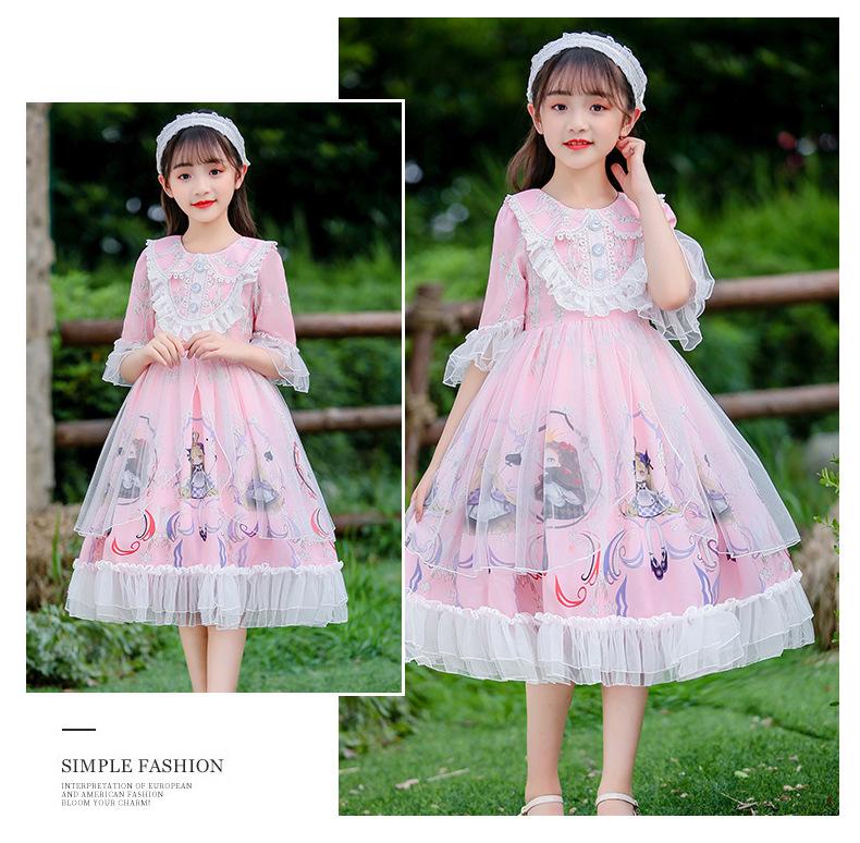 Kids Lolita Dress Sweet Lace Princess Dress 2 Colors 3-14 Years - MomyMall