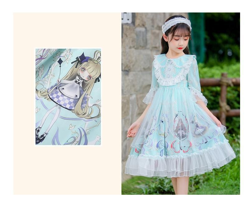 Kids Lolita Dress Sweet Lace Princess Dress 2 Colors 3-14 Years - MomyMall