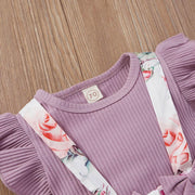 3PCS Lovely Solid Floral Printed Baby Set