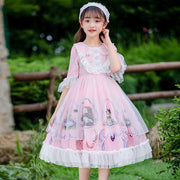 Kids Lolita Dress Sweet Lace Princess Dress 2 Colors 3-14 Years - MomyMall