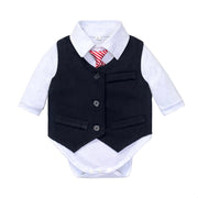 Boy Long-sleeved Crawling Suit Bow Tie 3 Pcs