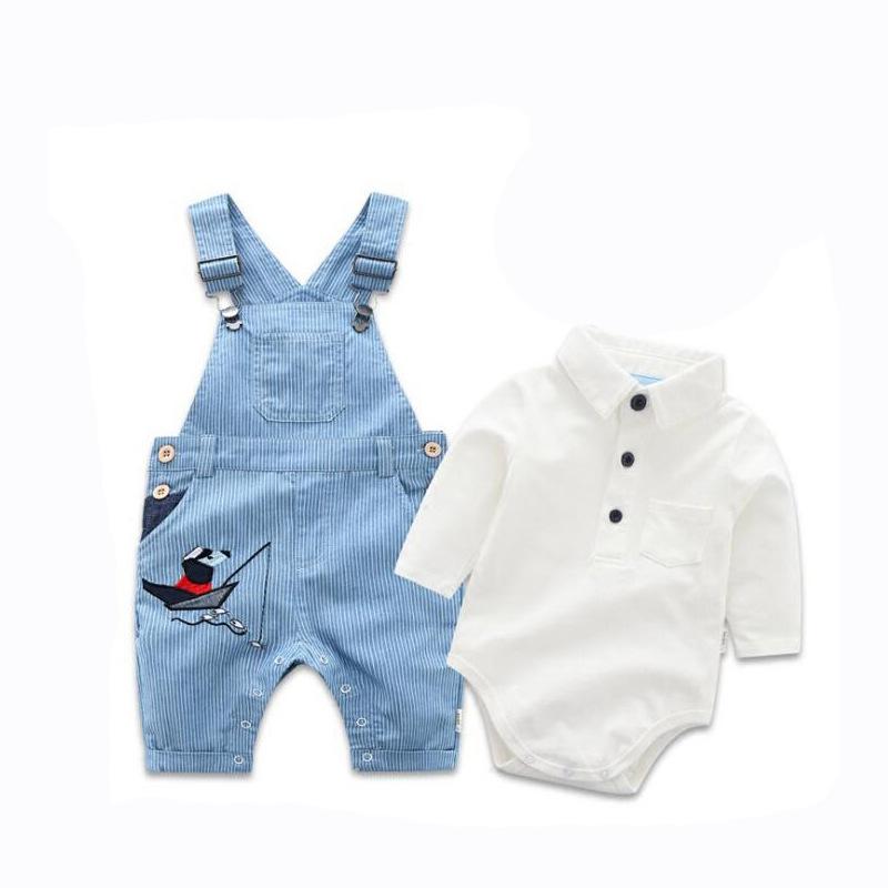 Baby Bib Suit Cotton Long Sleeve Cute Formal 3 Pcs Set - MomyMall