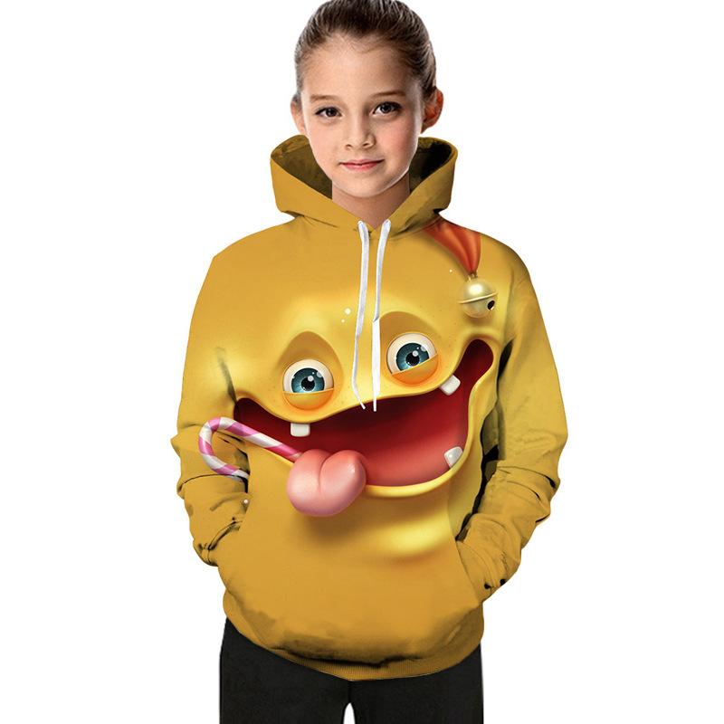 Kids Boys Girls Cartoon 3D Printed Hiphop Crewneck Long Sleeve Hoodie - MomyMall Yellow / 90cm:1-2years