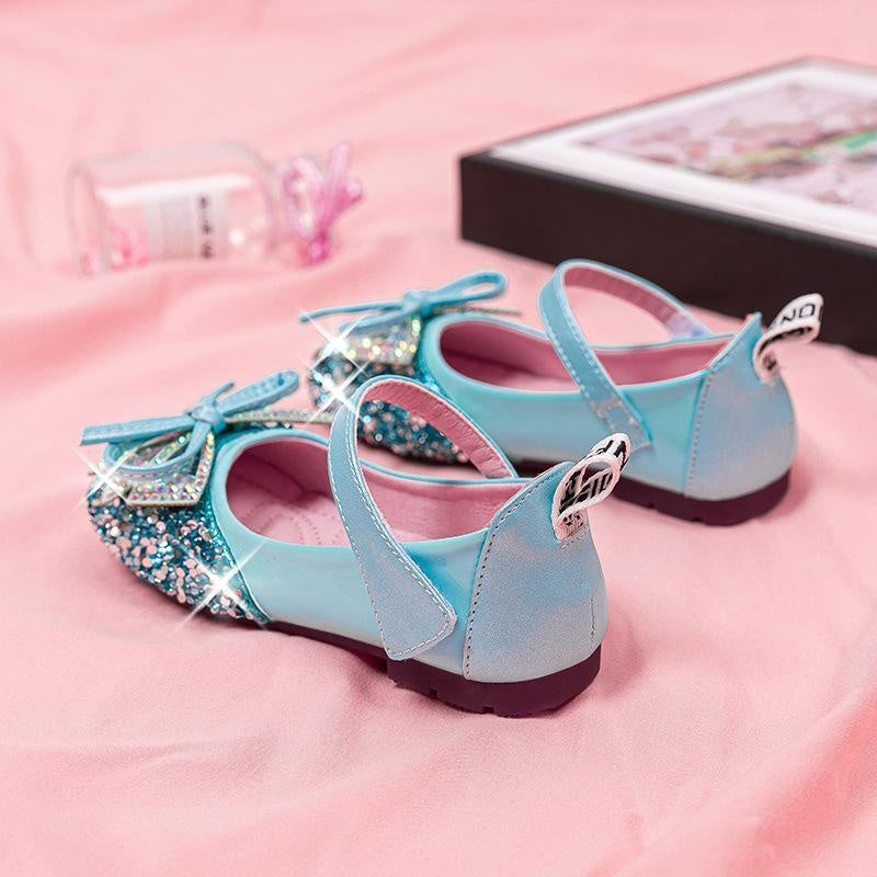 Girls Leather Shoes Princess Shoes Crystal Shoes Bean Shoes