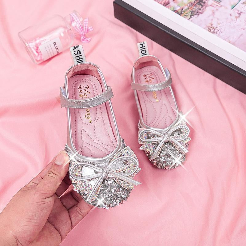 Girls Leather Shoes Princess Shoes Crystal Shoes Bean Shoes