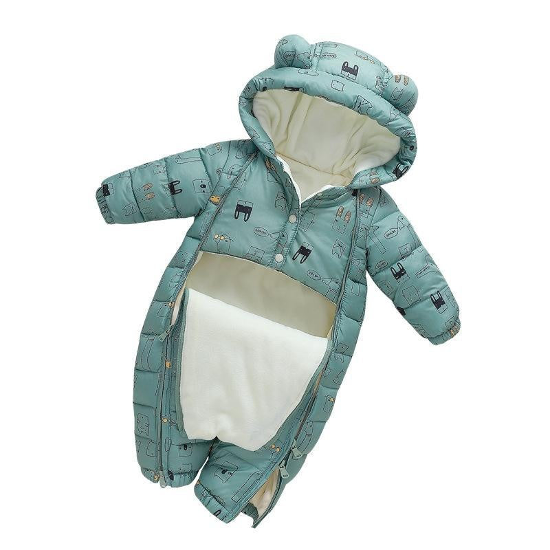 Baby Jumpsuit Cotton Crawler Newborn Plush Thick Romper - MomyMall