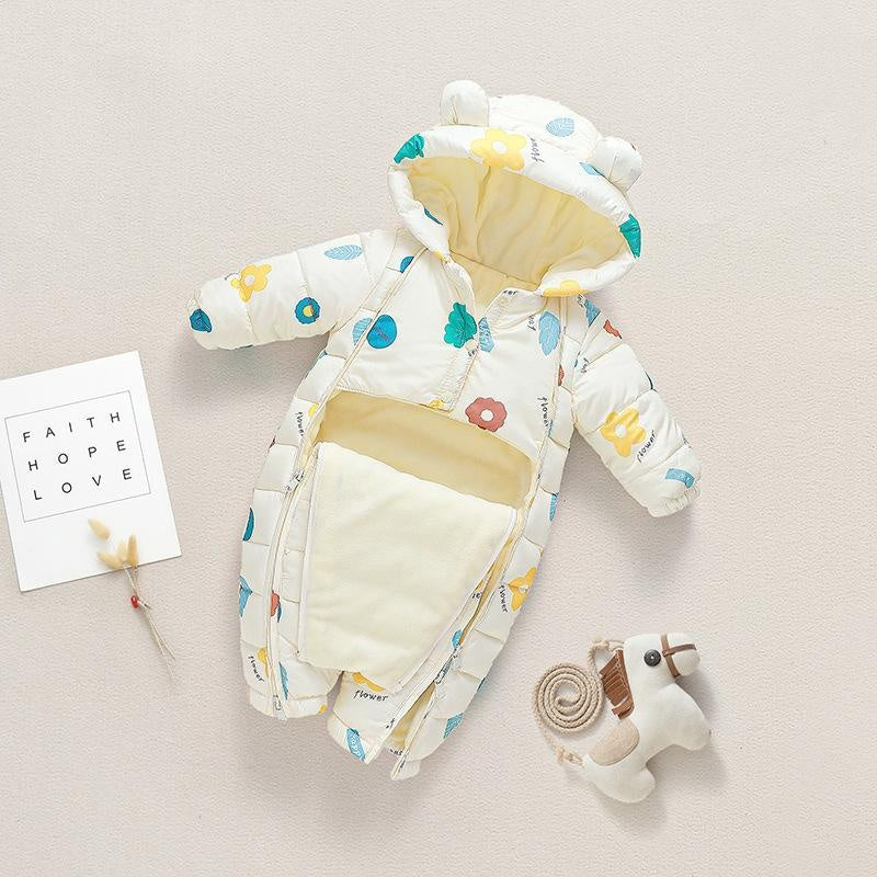 Baby Jumpsuit Cotton Crawler Newborn Plush Thick Romper - MomyMall Rice white / 70cm:3-6months