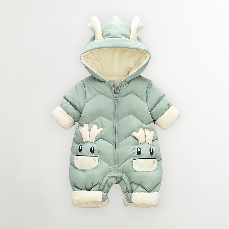 Baby Jumpsuit Cotton Crawler Newborn Plush Thick Romper - MomyMall Deer grass green / 70cm:3-6months