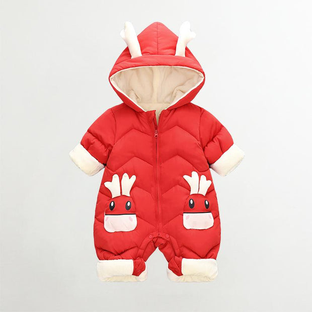 Baby Jumpsuit Cotton Crawler Newborn Plush Thick Romper - MomyMall The fawn is red / 70cm:3-6months