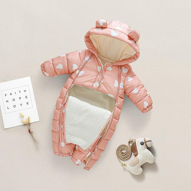 Baby Jumpsuit Cotton Crawler Newborn Plush Thick Romper - MomyMall Pink / 70cm:3-6months