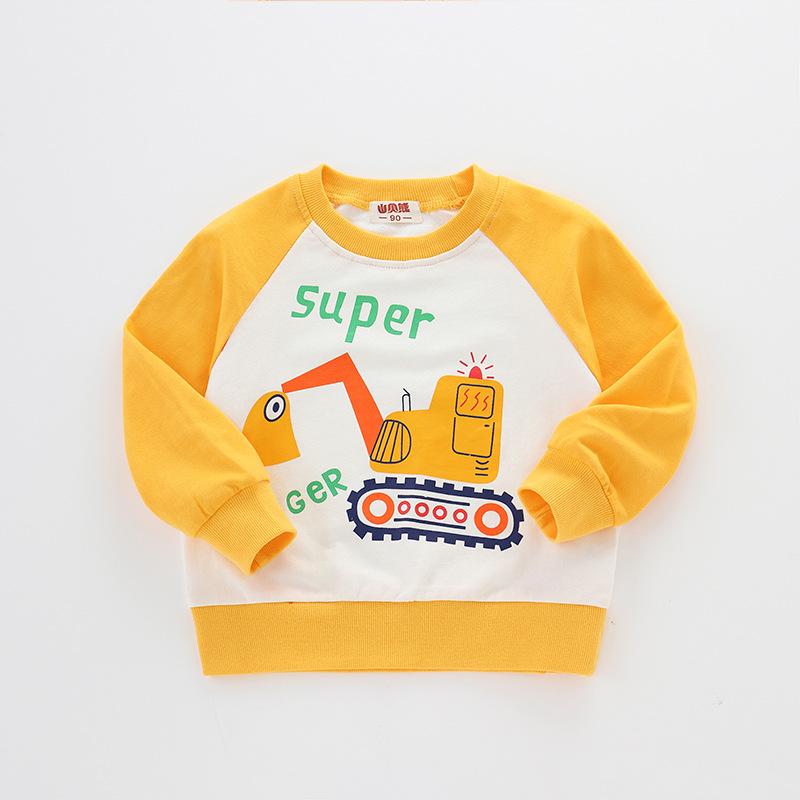 Kids Casual Round Collar Autumn Bread Superman Shirt - MomyMall White and yellow / 1-2 Years