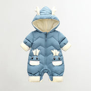 Baby Jumpsuit Cotton Crawler Newborn Plush Thick Romper - MomyMall Deer Lake Blue / 70cm:3-6months
