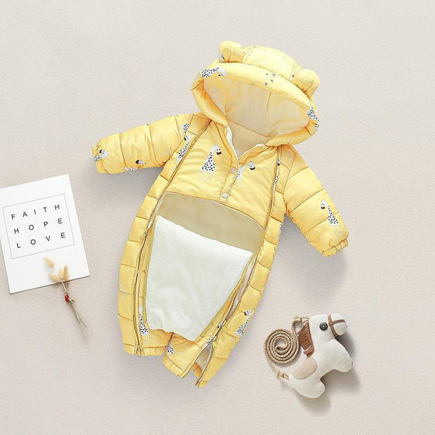 Baby Jumpsuit Cotton Crawler Newborn Plush Thick Romper - MomyMall Yellow / 70cm:3-6months