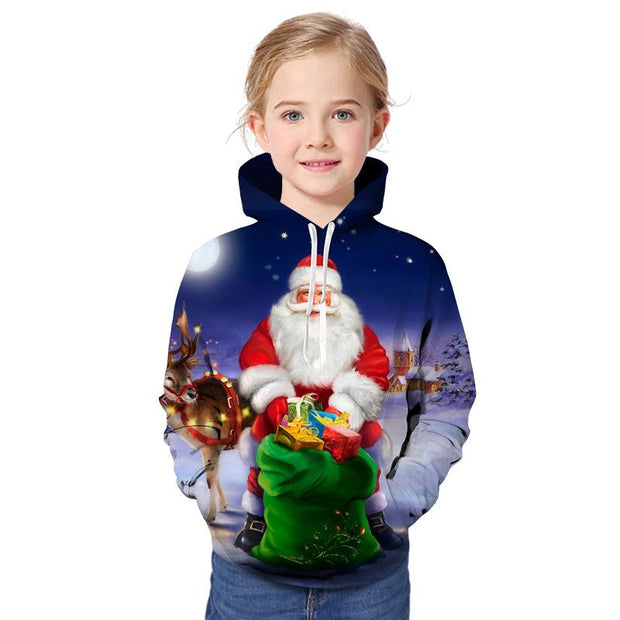 Kid Boy Girl Cartoon Christmas Santa Claus 3D Print Hoodie - MomyMall Type1 / 1-2 Years