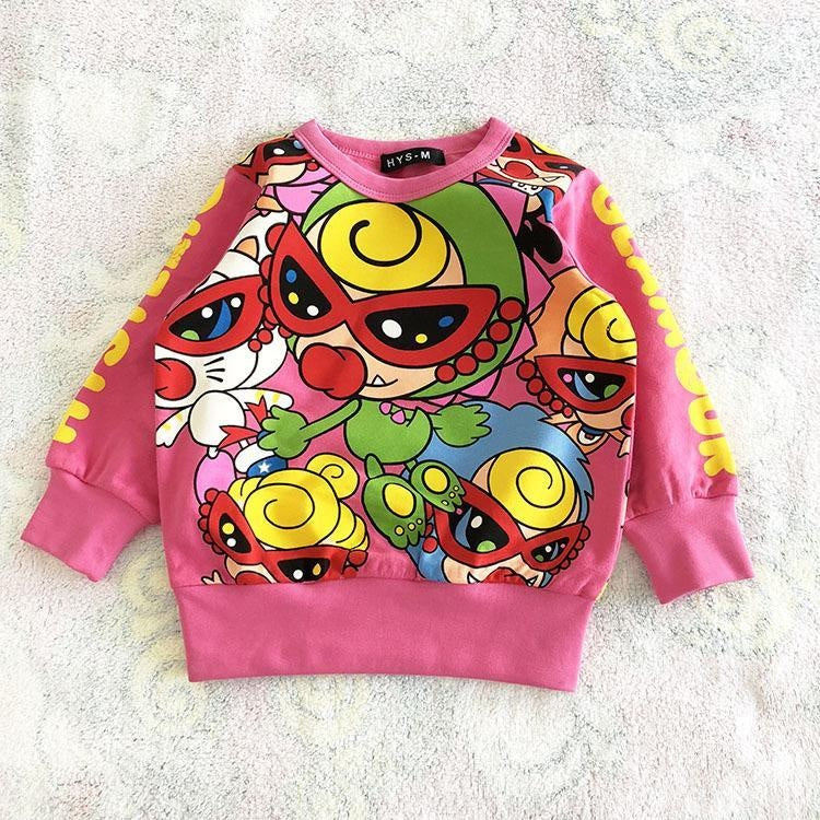 Kids Boy Girl Autumn Winter Spot Doll Shirt 1-8 Years - MomyMall Rose red / 1-2 Years