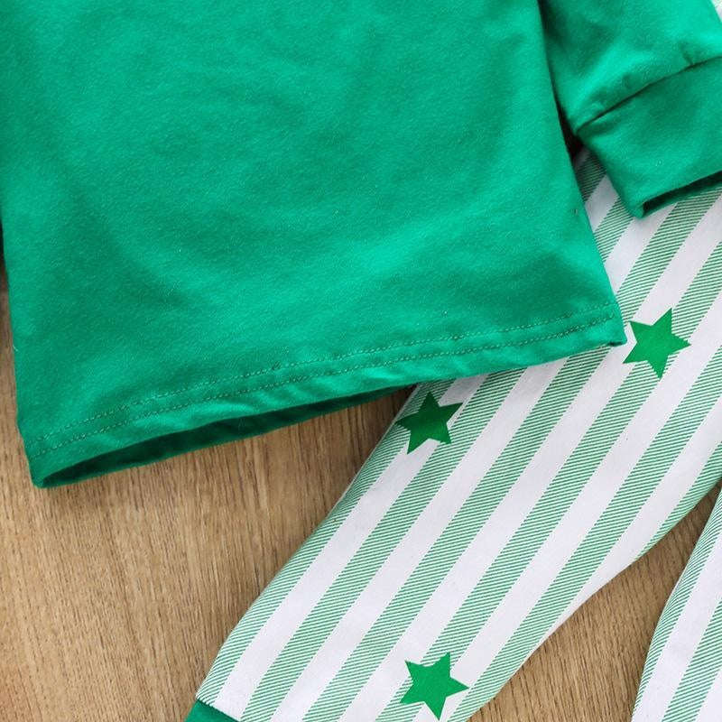 Kids Popular Christmas Print Pullover Spring Striped Pajamas Set 2 Pcs - MomyMall