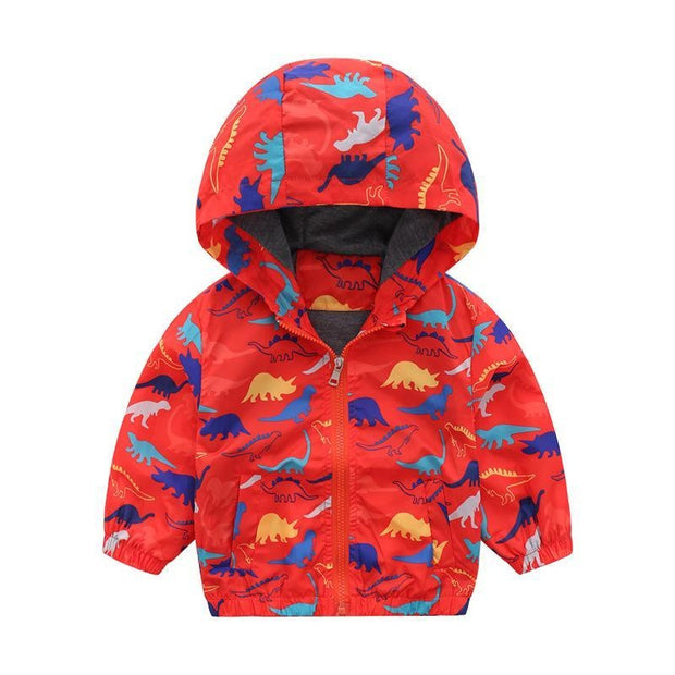 Kids Boy Dinosaur Cartoon Cap Fashion Tide Coats - MomyMall red / 90cm:1-2years