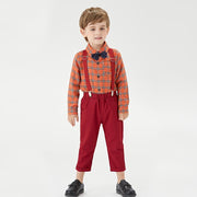 Boys Plaid Gentleman Formal 2pcs Suits