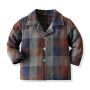 Boy Casual Multicolor Plaid Long-sleeved 2 Pcs Pajamas