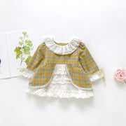 Girl Lolita Skirt Autumn Dress Court Wind Princess Dress 3M-3Y - MomyMall Yellow / 3-6 Months