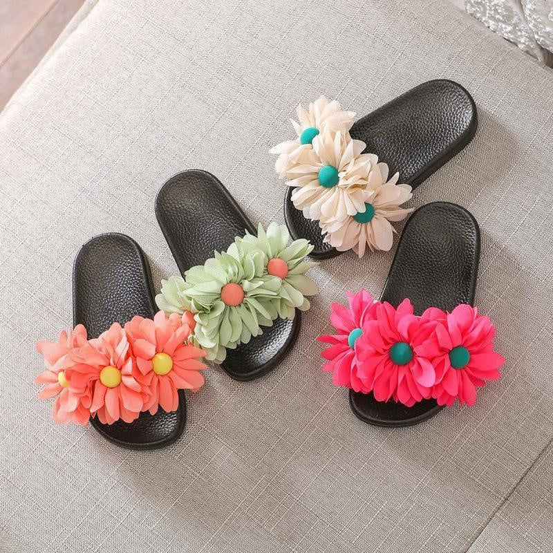 Girl Slippers Three Flowers Fashion Casual Flip Flops Shoes - MomyMall