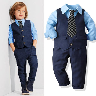 Baby Boy Suits Formal Gentleman 4 Pcs - MomyMall Blue / 1-2 Years