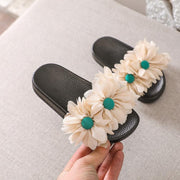 Girl Slippers Three Flowers Fashion Casual Flip Flops Shoes - MomyMall Beige / US8/EU24/UK7Toddle