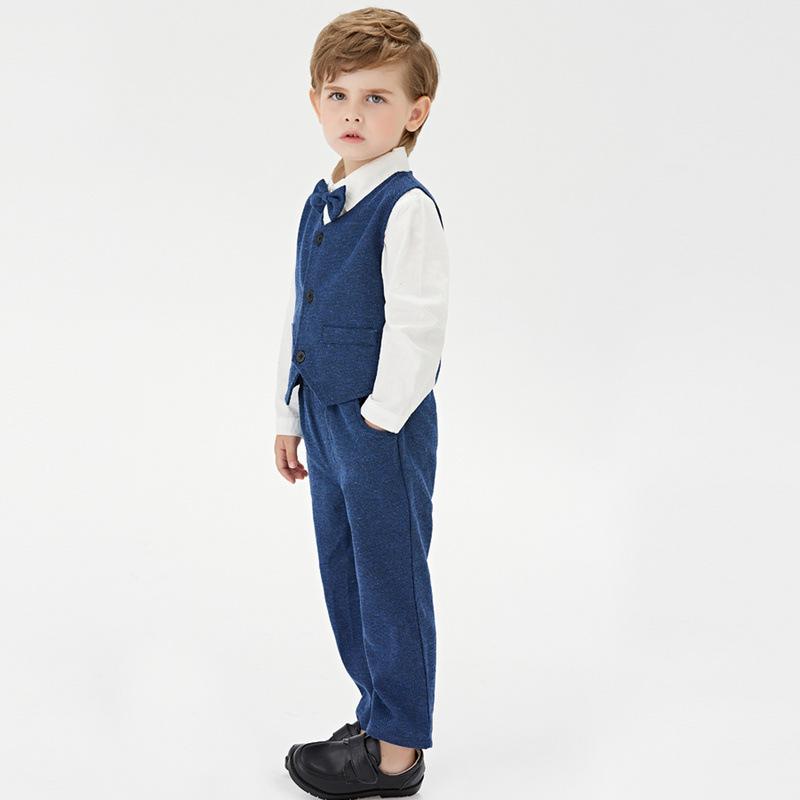 Solid Long Sleeve Boy Formal Set 2 Pcs Suits - MomyMall