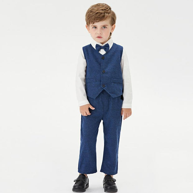 Solid Long Sleeve Boy Formal Set 2 Pcs Suits - MomyMall