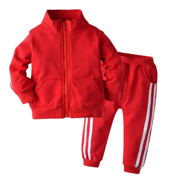 Boy Autumn Long-sleeved Casual Sportswear 2 Pcs Set - MomyMall Red / 3-6 Months