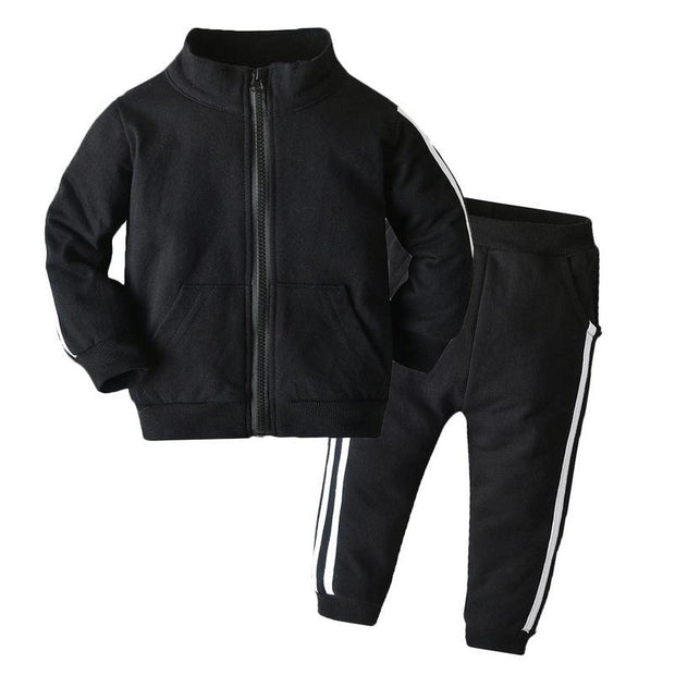 Boy Autumn Long-sleeved Casual Sportswear 2 Pcs Set - MomyMall Black / 3-6 Months