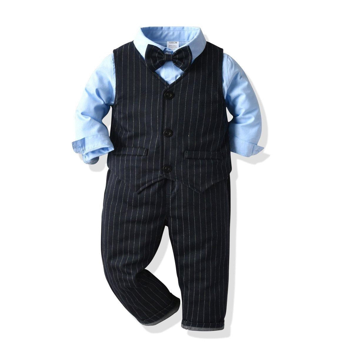 British Style Banquet Baby Boy Set Formal 2 Pcs Suits - MomyMall Dark blue / 1-2 Years