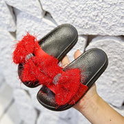 Girl Princess Fashion Bow Flip-flops with Non-slip Soft Base Shoes - MomyMall Red / US8/EU24/UK7Toddle