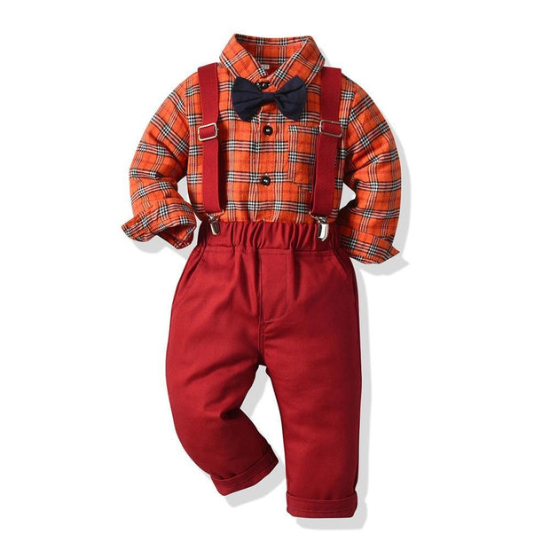 Boys Plaid Gentleman Formal 2pcs Suits