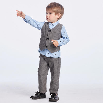 Star Long Sleeve Gentleman Baby Boy Set 3 Pcs Suits