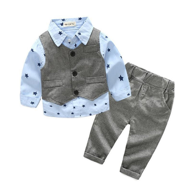 Star Long Sleeve Gentleman Baby Boy Set 3 Pcs Suits