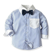 Striped Long-sleeved Boys Suspenders 2 Pcs Set Suits