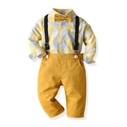 Baby Boy Autumn Plaid Long-sleeved  Gentleman 2 Pcs suits