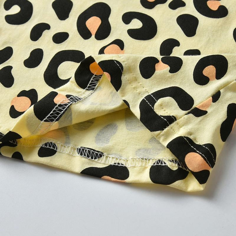 Boy Autumn Winter Leopard Print Pajamas Sleepwear 2 Pcs