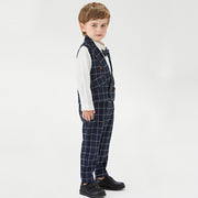 Kid Boy Suit Plaid 4 Pcs Formal Party Sets - MomyMall