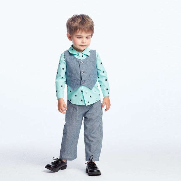 Star Long Sleeve Gentleman Baby Boy Set 3 Pcs Suits