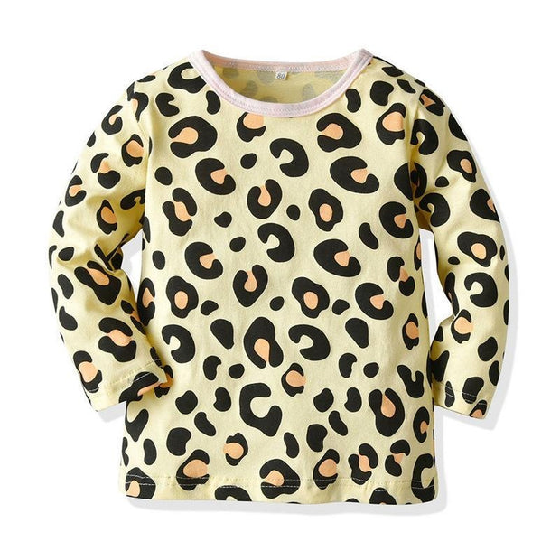 Boy Autumn Winter Leopard Print Pajamas Sleepwear 2 Pcs