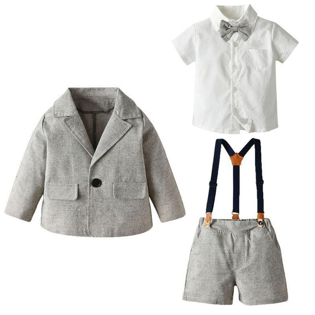 Chemise Short à Bretelles Bébé Garçon Ensemble 3 Pièces Costumes 