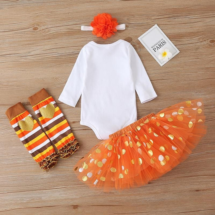 Baby Girl Fashion Halloween Dress+Tops+Headbands+Stocking 4 Pcs Set 0-24 Months - MomyMall