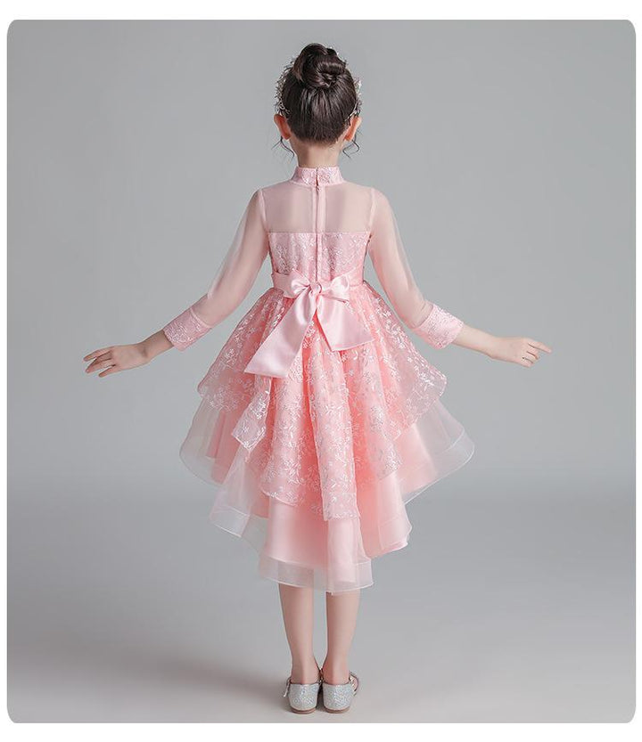 Girl Princess Girl Fluffy Yarn Korean Long Sleeve Dress 3-12 Years - MomyMall