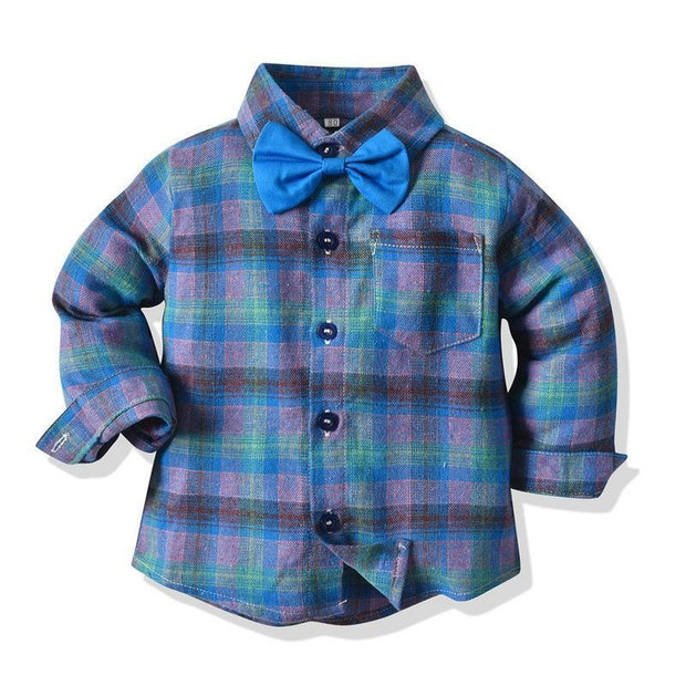 Baby Boy Plaid Langarm Weihnachts-Hosenträger 2-teiliges Set Anzüge